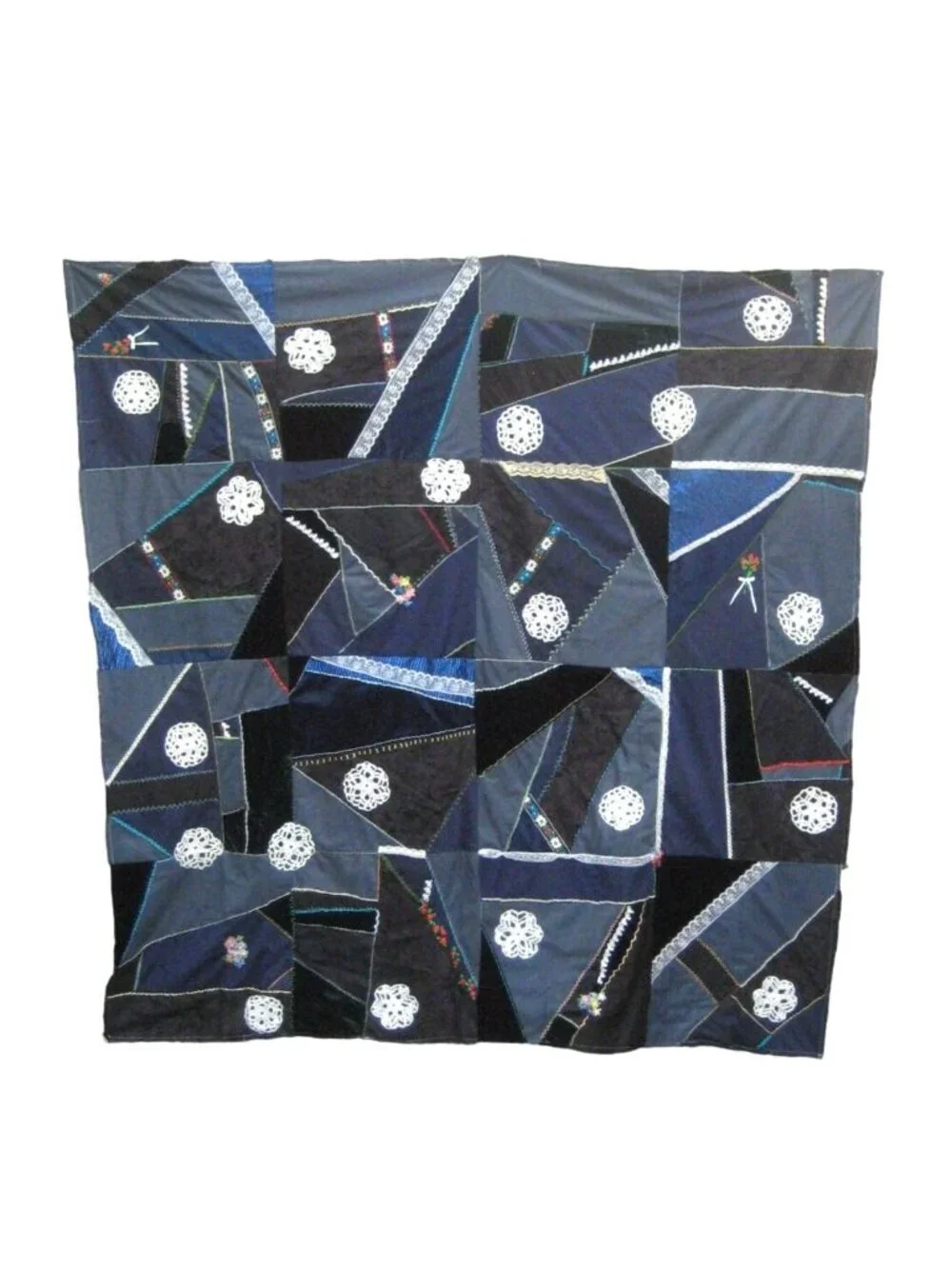 Patchwork Machine Stitch Embrodier Unfinished Crazy Quilt Hand Crafted Fabric